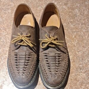 Dr. Martens Brown Leather Loafers with Gold Laces